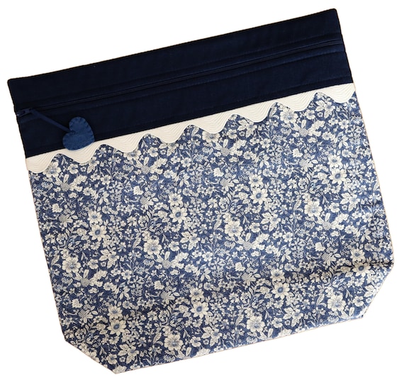 MORE2LUV Irish Blue Floral Cross Stitch Project Bag RTS
