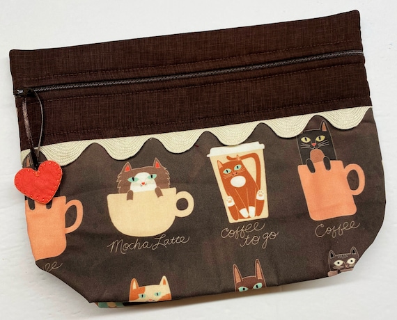 Lil' Big Bottom Coffee Cats Cross Stitch Bag