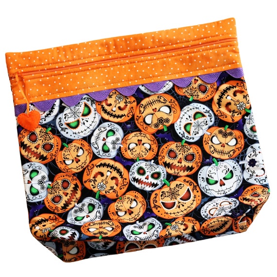 MORE2LUV Glow in the Dark Pumpkins Cross Stitch Project Bag