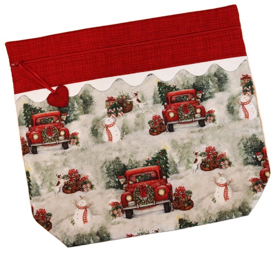 MORE2LUV Xmas Pups & Trucks Cross Stitch Project Bag