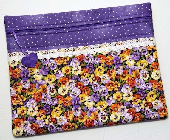 Pansies Cross Stitch Project Bag