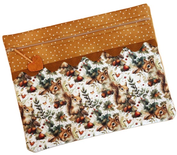 Squirrels and Acorns Cross Stitch Project Bag