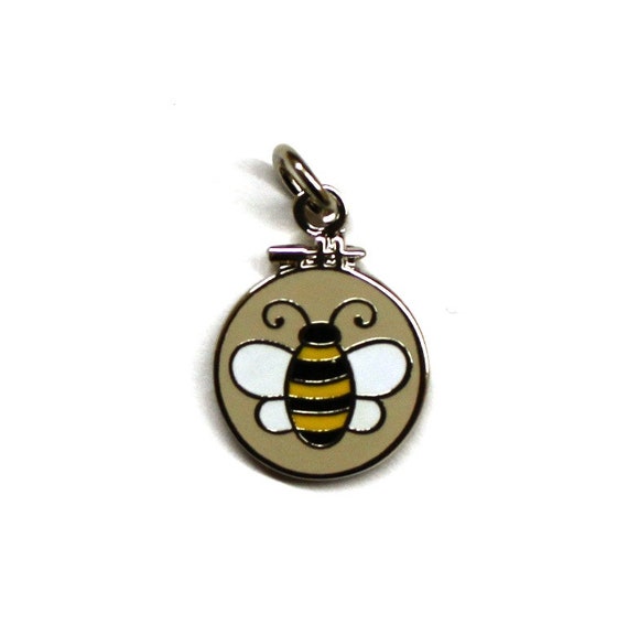 Exclusive Embroidery Hoop Bee Enamel Charm