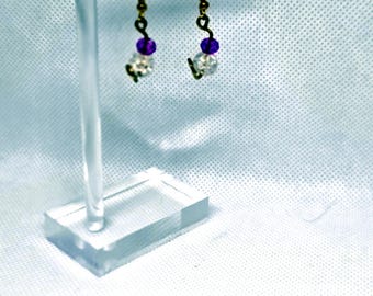 Violet Crackle Glass Drops — Handmade Earrings with Vintage Beads