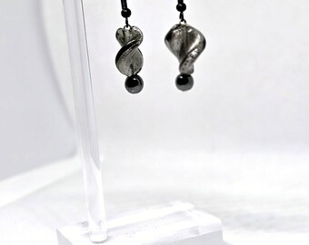 Rock Smoke Facet Drops — Handmade Earrings with Vintage Beads