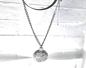 Silver Swirl Medallion Necklace — Handmade Necklace with Vintage Beads