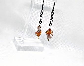 Ember and Ash Chains — Handmade Earrings with Vintage Beads