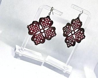 Crimson Quatrefoil Filigree Drops — Vintage Earrings from Lynn's Lost and Found Jewels
