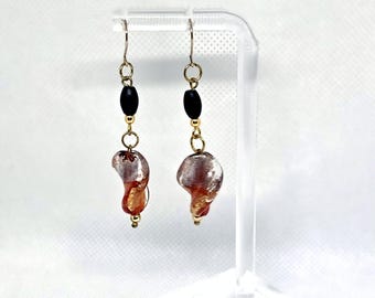 Fire and Smoke Dangles — Handmade Earrings with Vintage Beads