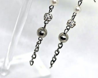 Pearl Tassel Glam Drops — Handmade Earrings with Vintage Beads