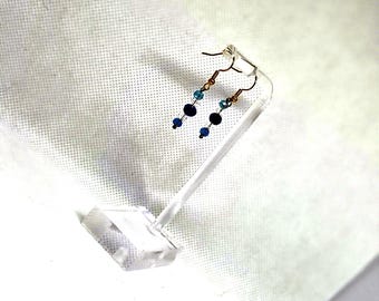 Cobalt Blue Stick Dangles — Handmade Earrings with Vintage Beads