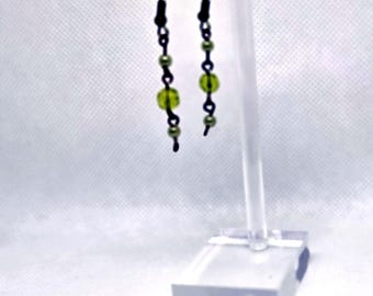 Spring Sage Wire Dangles — Handmade Earrings with Vintage Beads