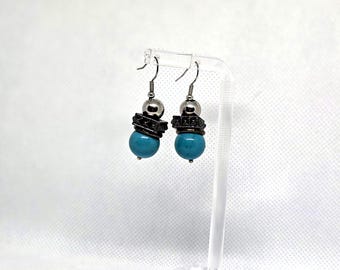 Turquoise Desert Stack Drops — Handmade Earrings with Vintage Beads