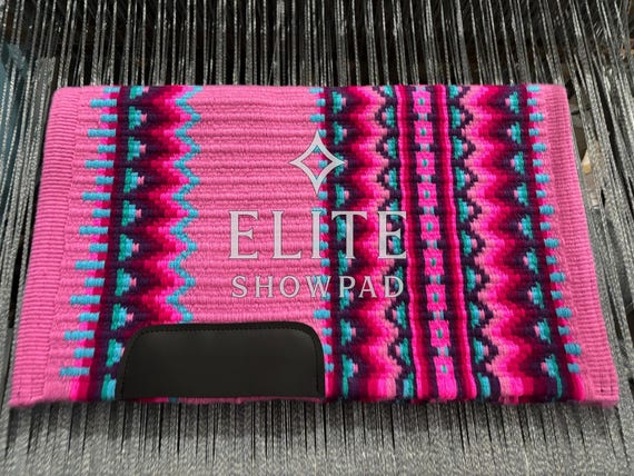 Elite Western Show Pad: Pink, Teal, Dark Pink Saddle Blanket