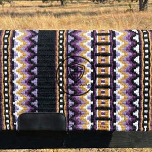 Elite Western Show Saddle Pad Black Purple Gold White Native-Inspired Pattern Horse Blanket Show Tack