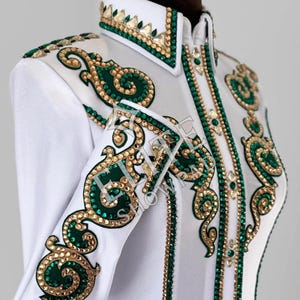 Elite White and Golden  Western Show Shirt Horsemanship Shirt Showmanship Shirt Handmade Show Shirt Custom Size .