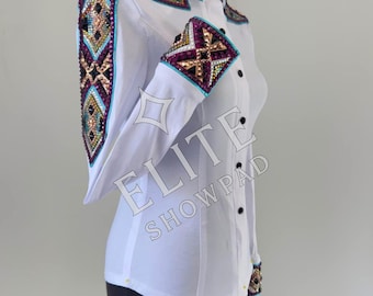 White Western Show Shirt: Handmade Horsemanship Showmanship Shirt