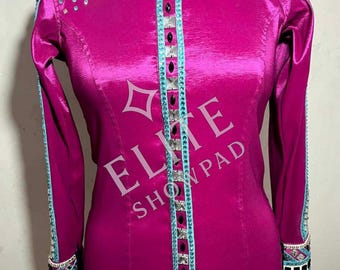 Hot Pink Western Show Shirt: Handmade Rhinestone Horsemanship Top