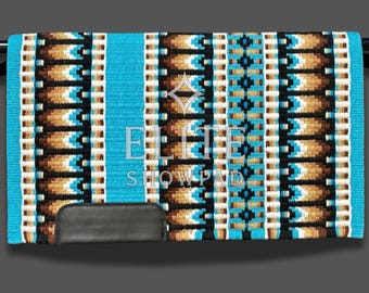 Turquoise Western Show Blanket, Elite Oversize Saddle Pad