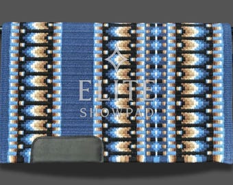 Light Blue Western Show Pad - Elite Tight Weave Saddle Blanket