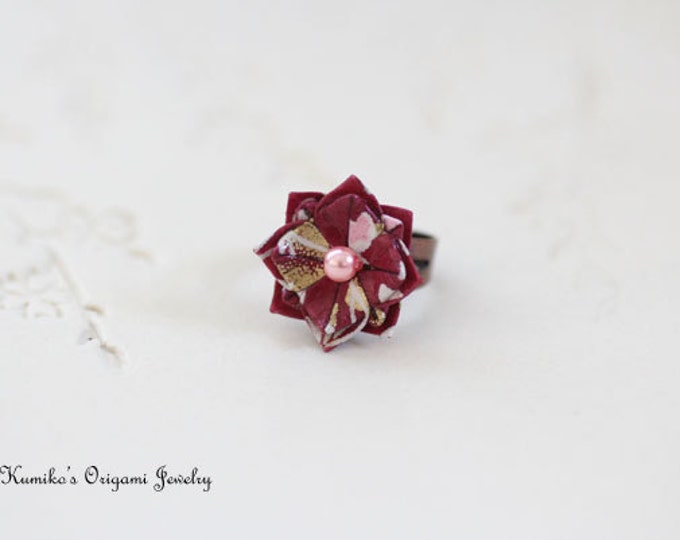 Japanese Origami Jewelry Origami Flower Ring Adjustable Copper Toned