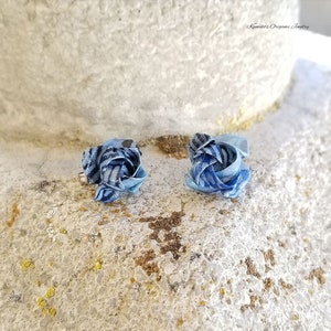 Origami Jewelry - Japanese Origami Rose Earrings with Surgical Steel Studs No.03904