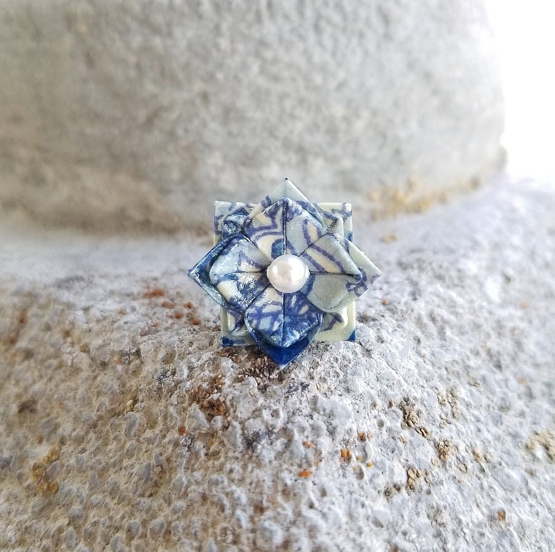 Japanese Origami Jewelry Origami Flower Ring Adjustable Etsy