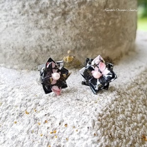 Origami Jewelry - Japanese Origami Flower Earrings with Surgical Steel Studs No.03805