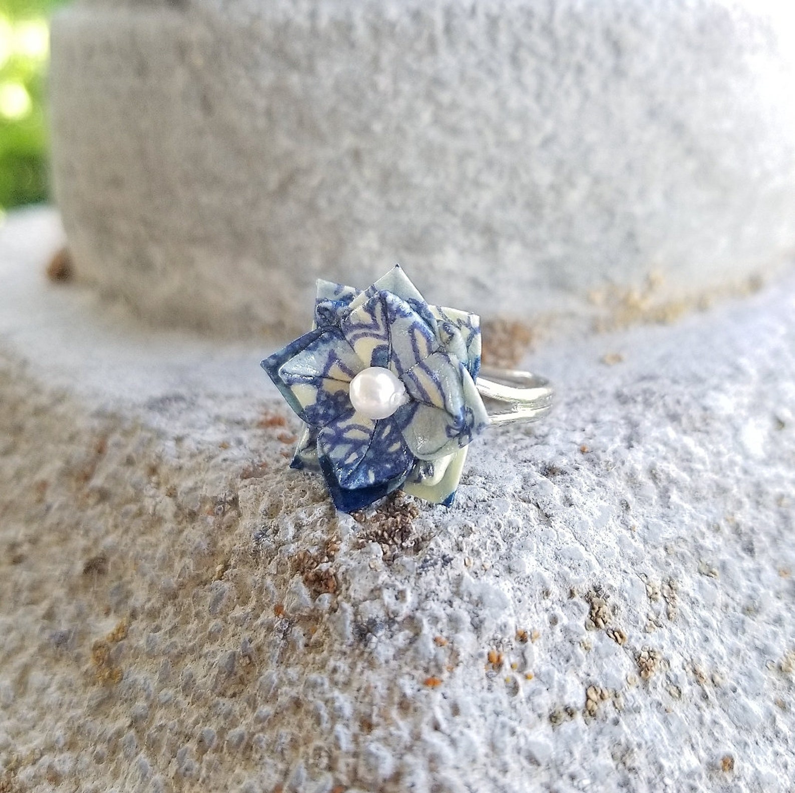 Japanese Origami Jewelry Origami Flower Ring Adjustable Etsy