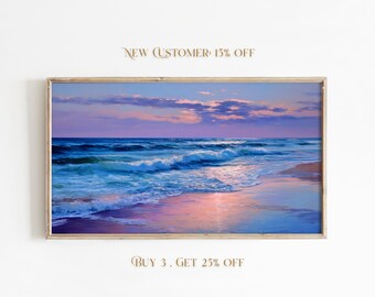 Pacific Northwest Beach TV Frame Art: Ocean Sunset (digital