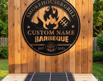 Custom Grill Master Metallwandkunst, personalisiertes BBQ-Zonenschild, Outdoor-Küchendekor, einzigartiges Vatertagsgeschenk für Pitmaster