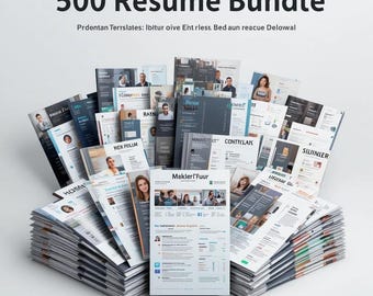 500+ Modern Resume Templates Bundle | ATS-Friendly CV Designs, Editable Layouts (Digital Download)