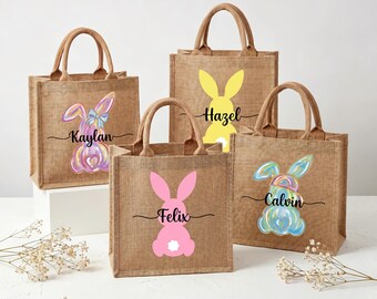 Custom Name Easter Bunny Bag, Kids Egg Hunt Basket & Bucket, Easter Gift Surprise Bags