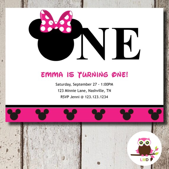 Minnie Mouse 1st Birthday Invitation Printable Diy Etsy