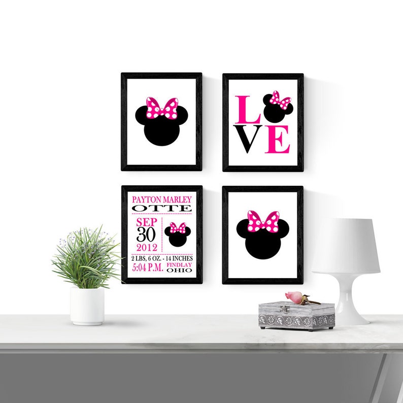 Minnie Mouse Nursery Wall Art Minnie Mouse Canvas Wall Art Etsy