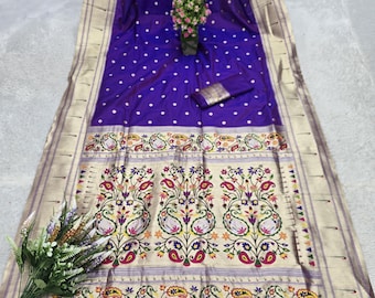 Purple Silk Saree for Women, Traditional Elegant Wear, Weddings and Festive Occasions