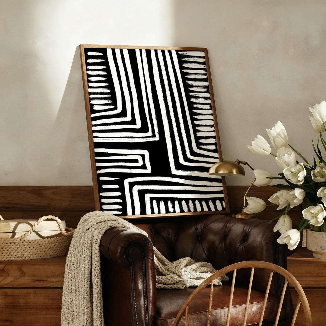 Black and White Abstract Line Art Canvas Print – Modern Minimalist ...