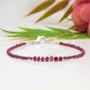 Ruby Pink Tourmaline & Red Garnet Bracelet July Birthstone Gemstone Bracelet
