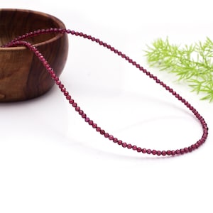 Tiny Red Garnet Beaded Choker: Minimalist Gemstone Necklace