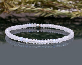 Regenbogen Mondstein Stretch Armband, Perlen elastischer Schmuck, Juni Birthstone Geschenk