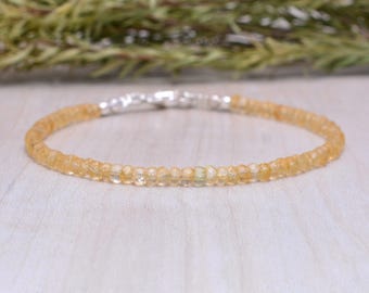 Dainty Citrine Bracelet: Natural Stone, November Birthstone