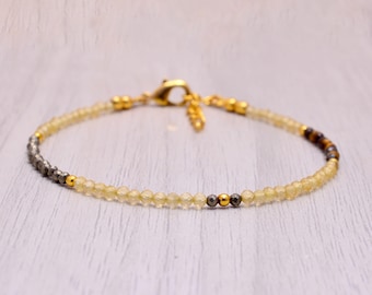 Citrine, Tiger's Eye & Pyrite Abundance Bracelet: Crystal Healing Jewelry