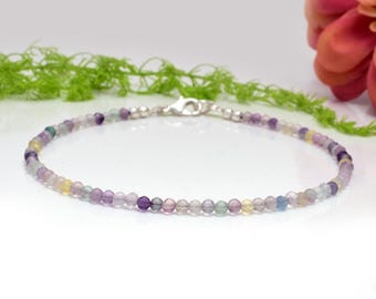 Dainty Fluorite Gemstone Bracelet: Minimalist Crown Chakra Jewelry
