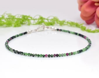 Dainty Ruby Zoisite Bracelet: May Birthstone Healing Crystal