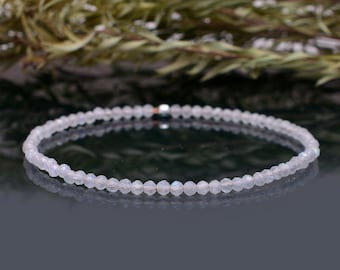 Regenbogen Mondstein Stretch Armband, Perlen elastischer Schmuck, Juni Birthstone Geschenk
