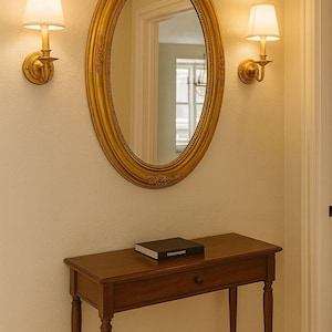 Ornate Gold Oval Wall Mirror, Large Vintage Style Baroque Frame, French Country Entryway Decor, Hollywood Regency Statement,Living Room Gift