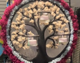 Portacandele in muschio a forma di albero della vita da 14 pollici