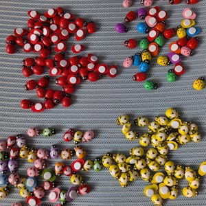 Wooden Ladybugs & Bees: Colorful Craft Embellishments - 12mm