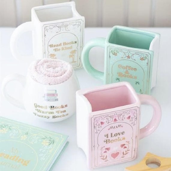 Book Lover Mug – Ceramic Book-Shaped Cup | “I Love Books” | Coffee & Books| Cozy Gift for Readers And Tea Drinkers