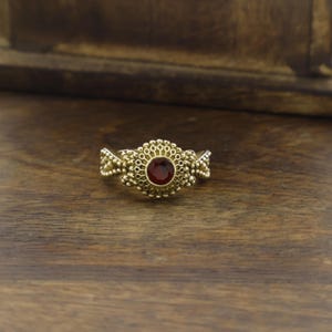 Boho Garnet Brass Ring: Vintage Gemstone, January Birthstone